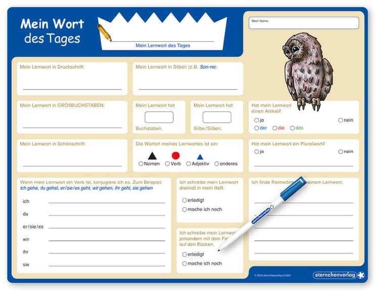 Mein Wort des Tages - Lerntafel mit Stift
