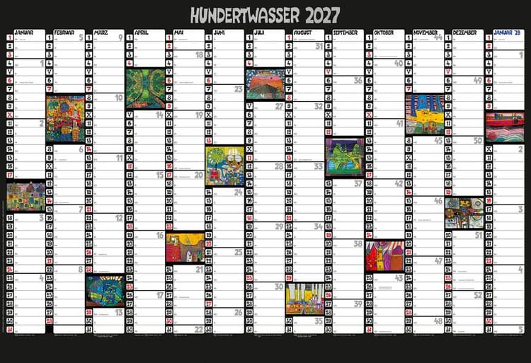 Hundertwasser Mini-Jahresplaner Art 2027