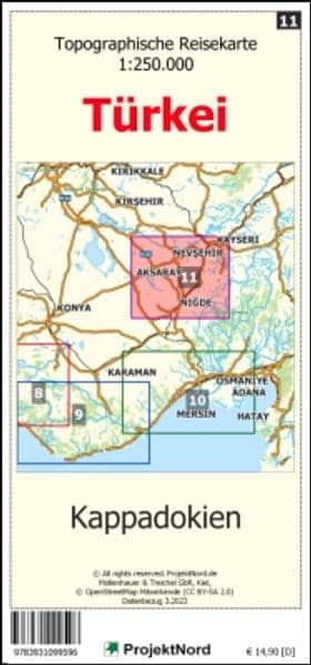 Kappadokien - Topographische Reisekarte 1:250.000 Türkei (Blatt 11)