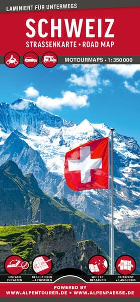MoTourMaps Schweiz Auto- und Motorradkarte 1:350.000