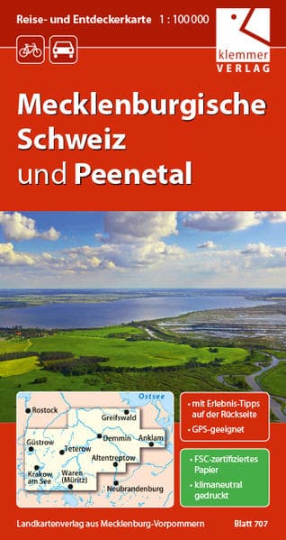 Reise- und Entdeckerkarte Mecklenburgische Schweiz und Peenetal 1 : 100 000