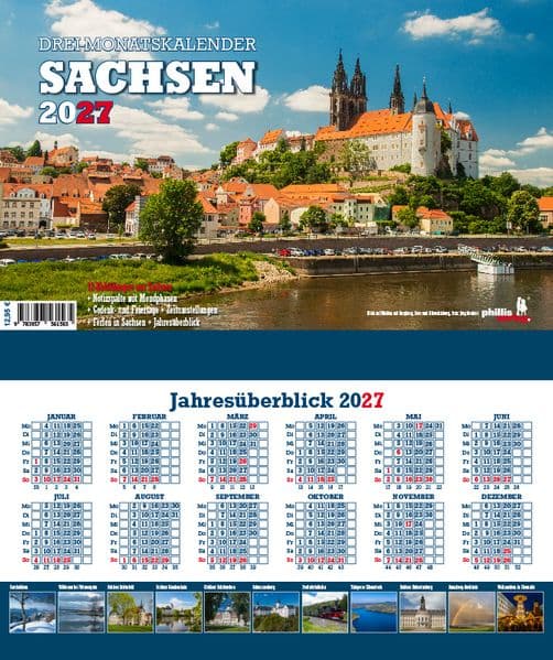 3-Monatskalender Sachsen 2027