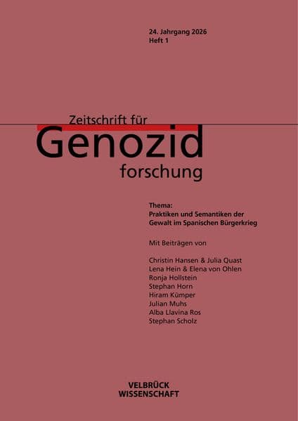 Zeitschrift für Genozidforschung, 24. Jahrgang 2026, Heft 1