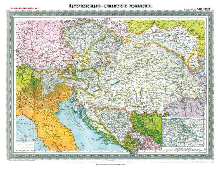 Hist. Karte: ÖSTERREICHISCH-UNGARISCHE MONARCHIE, um 1908 (gerollt)