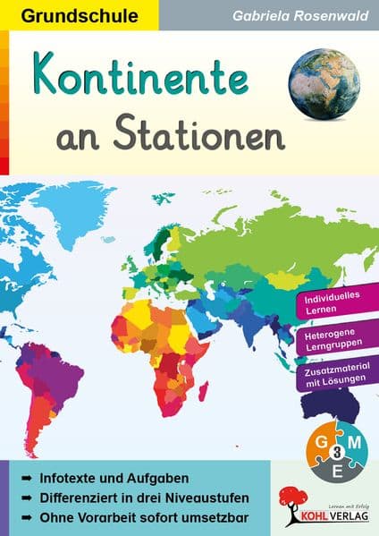 Kontinente an Stationen / Grundschule