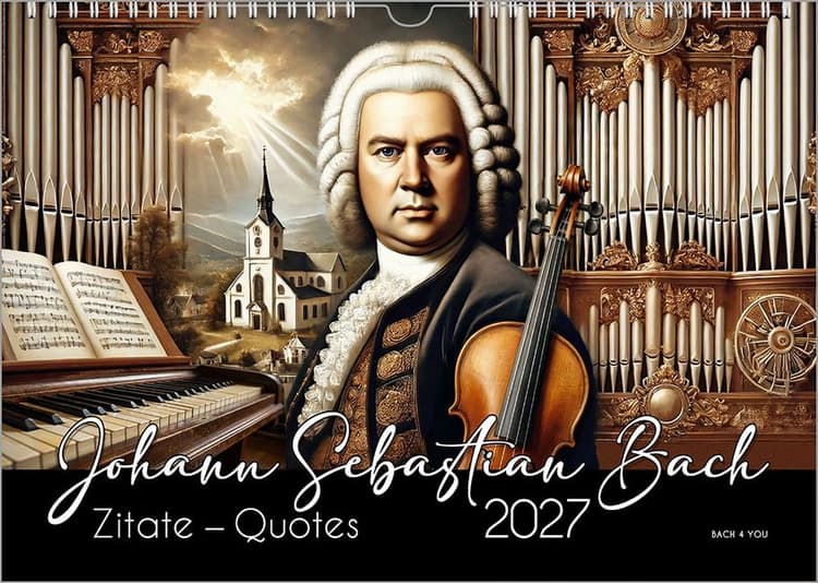 Johann-Sebastian-Bach-Zitate-Kalender, ein Musik-Kalender 2027, DIN A3