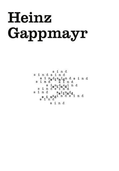 Cahier 001: Heinz Gappmayr