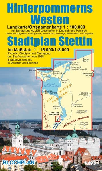 Landkarte Hinterpommerns Westen und Stadtplan Stettin