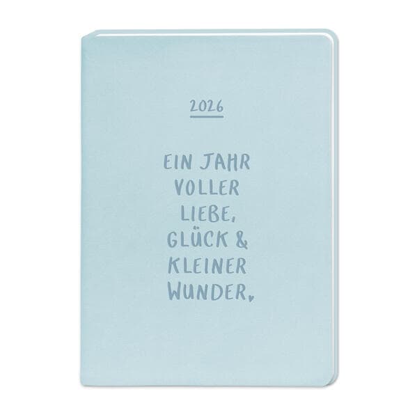 Terminplaner Lederlook 2026 Hellblau