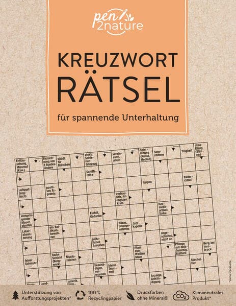 Kreuzworträtsel für spannende Unterhaltung. Nachhaltiges Rätselbuch in Farbe