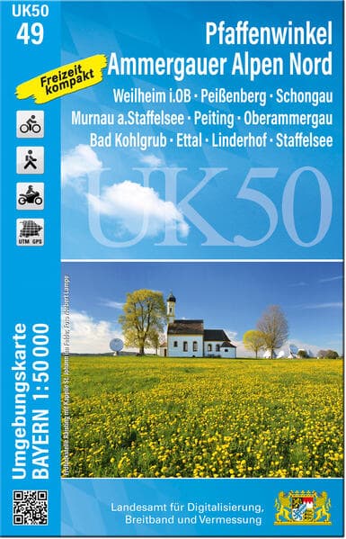 UK50-49 Pfaffenwinkel, Ammergauer Alpen Nord (Umgebungskarte 1:50000)
