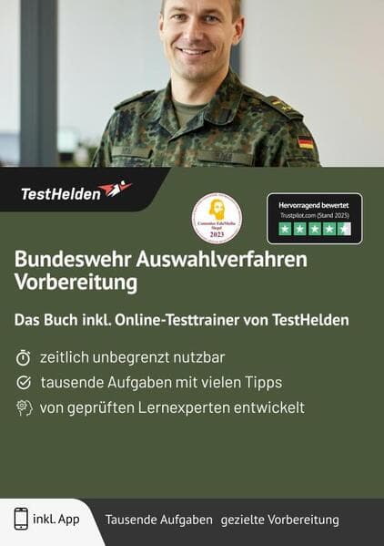 Bundeswehr Auswahlverfahren Vorbereitung: Das Buch inkl. Online-Testtrainer von TestHelden