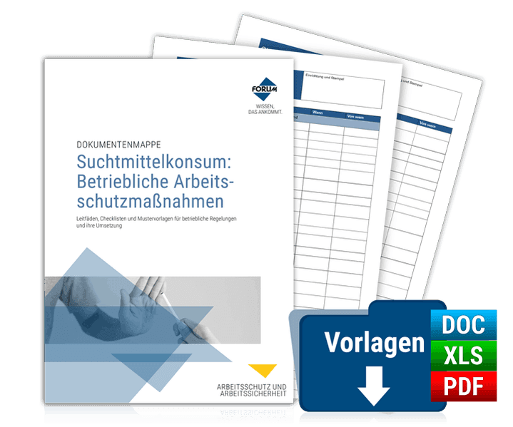 Dokumentenmappe Suchtmittelkonsum: Betriebliche Arbeitsschutzmaßnahmen