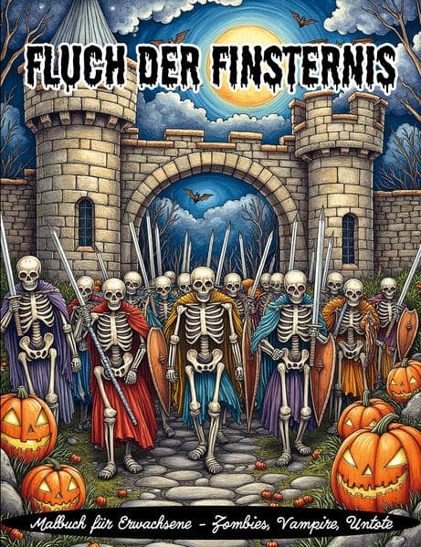 Fluch der Finsternis - Malbuch für Erwachsene - Halloween, Vampire, Untote, Zombies