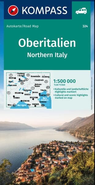 KOMPASS Autokarte Oberitalien, Italia settentrionale, Northern Italy, Italie du Nord 1:500.000