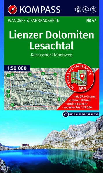 KOMPASS Wanderkarte 47 Lienzer Dolomiten, Lesachtal, Karnischer Höhenweg 1:50.000