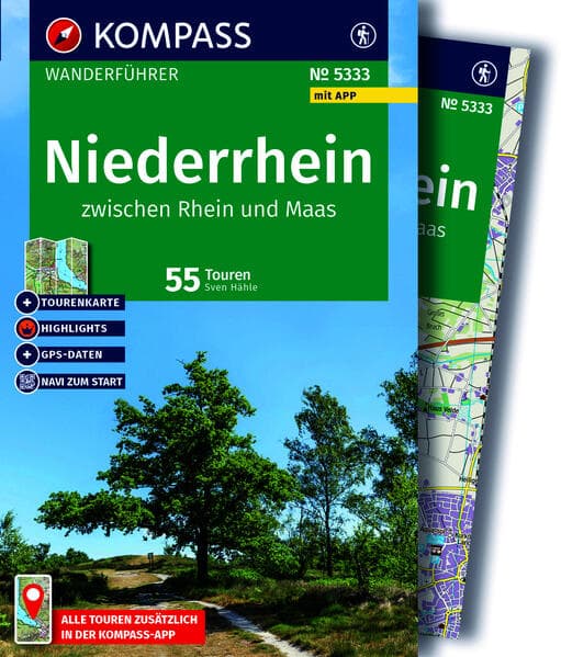 KOMPASS Wanderführer Niederrhein, zwischen Rhein und Maas, 55 Touren mit Extra-Tourenkarte