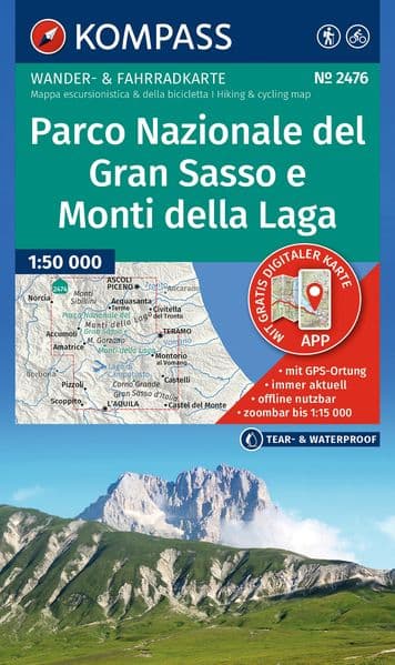 KOMPASS Wanderkarte 2476 Parco Nazionale del Gran Sasso e Monti della Laga 1:50.000