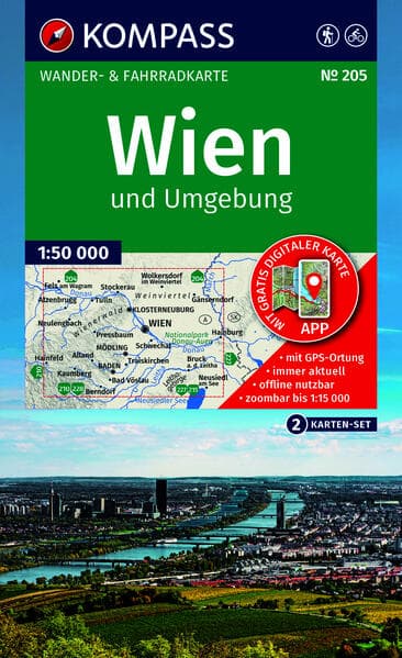 KOMPASS Wanderkarten-Set 205 Wien und Umgebung (2 Karten) 1:50.000