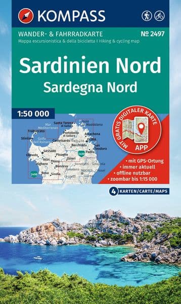 KOMPASS Wanderkarten-Set 2497 Sardinien Nord / Sardegna Nord (4 Karten) 1:50.000
