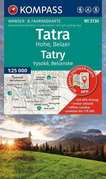 KOMPASS Wanderkarte 2130 Tatra Hohe, Belaer / Tatry, Vysoké, Belianske 1:25.000