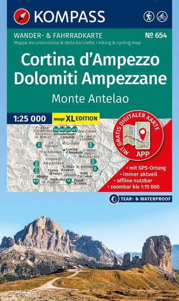 KOMPASS Wanderkarte 654 Cortina d'Ampezzo, Dolomiti Ampezzane, Monte Antelao 1:25.000