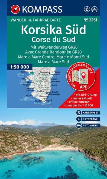 KOMPASS Wanderkarten-Set 2251 Korsika Süd. Mit Weitwanderweg GR20 / Corse du Sud. Avec Grande Randonnée GR20 (3 Karten) 1:50.000