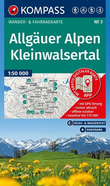 KOMPASS Wanderkarte 3 Allgäuer Alpen, Kleinwalsertal 1:50.000