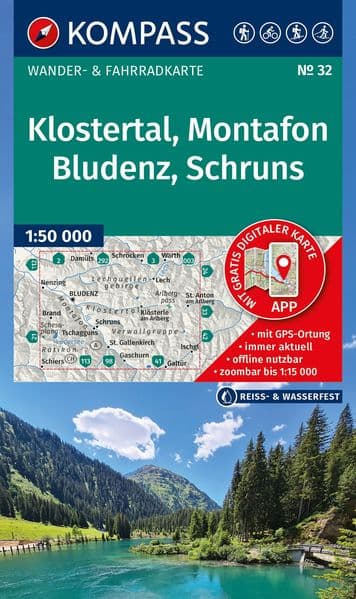 KOMPASS Wanderkarte 32 Klostertal, Montafon, Bludenz, Schruns 1:50.000