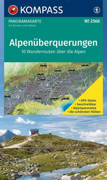 KOMPASS Fernwegekarte Alpenüberquerungen Panorama 1:2 Mio