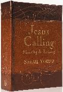 Jesus Calling Morning and Evening, Brown Leathersoft Hardcover, with Scripture references
