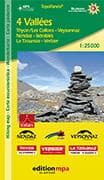 4 Vallées. Carte pédestre / Wanderkarte.1:25'000