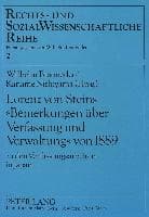 Lorenz von Steins 'Bemerkungen über Verfassung und Verwaltung' von 1889