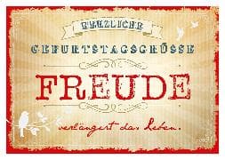 Herzliche Geburtstagsgrüße. Freude verlängert das Leben