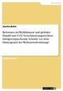 Reformen im Weltklimarat und globaler Handel mit CO2- Verschmutzungsrechten. Erfolgversprechende Schritte vor dem Hintergrund der Weltumweltordnung?