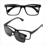 Brille. MIAMI, G17000, schwarz, +3.00 dpt, Lesebrille mit pol. Sonnenschutz-Clip, Etui