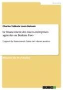 Le financement des micro-entreprises agricoles au Burkina Faso
