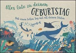 Doppelkarte. Let's go green. Zum Geburtstag (Im Meer)