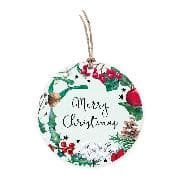 Geschenkanhänger. Weihnachtszweige Merry