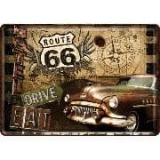 Blechpostkarten. US Highways / Route 66 Road Trip
