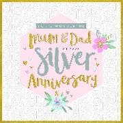 Doppelkarte. Peony - Mum & Dad Silver Anniversary