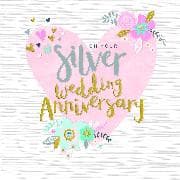 Doppelkarte. Peony - Silver Anniversary Heart