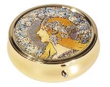 Pillendose gross. gold, rund, Art Nouveau