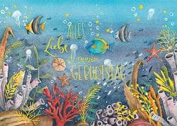 Postkarte. Zum Geburtstag (Unter Wasser)