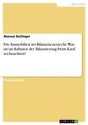 Die Immobilien im Bilanzsteuerrecht. Was ist im Rahmen der Bilanzierung beim Kauf zu beachten?