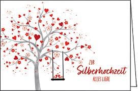 Doppelkarte / Zur Silberhochzeit (Baum)