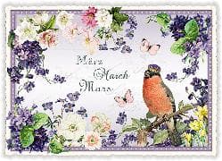 Postkarte. Monats-Edition / März - March - Mars / quer