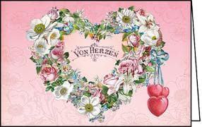 Doppelkarte. Midi - Auguri. Von Herzen(Blütenherz)