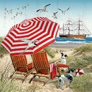 Postkarte. Auguri. Am Strand