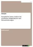 Europäische Armee. Analyse der rechtlichen Möglichkeiten und Herausforderungen